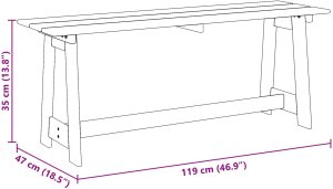 ławka ogrodowa 119x35x47 cm z litego drewna sosnowego 8