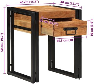 Stolik boczny 40x40x50 cm z litego drewna akacjowego 12