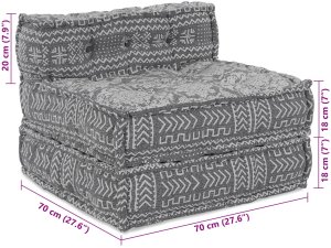 Puf modułowy Jasnoszary 70x70x54 Tkanina 11