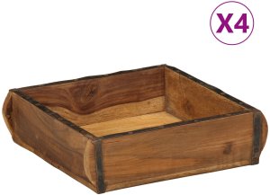 vidaXL Tace 4 szt 31x29x10 cm Z drewna z odzysku 2
