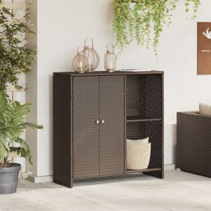 Szafka magazynowa Brązowa 100x36x102 cm z rattanu 1