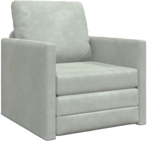 Sofa podłogowa Jednostkowa Konwertowalna Aksamitna 74x77x81 cm Jasnoszary 2