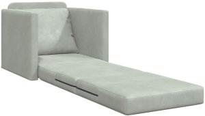 Sofa podłogowa Jednostkowa Konwertowalna Aksamitna 74x77x81 cm Jasnoszary 4