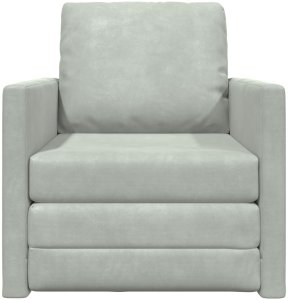 Sofa podłogowa Jednostkowa Konwertowalna Aksamitna 74x77x81 cm Jasnoszary 5