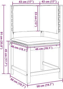 Fotel narożny z poduszkami z litego drewna akacjowego 9
