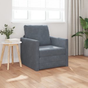 Sofa podłogowa Single z weluru 74x77x81 cm w ciemnoszarym kolorze 1