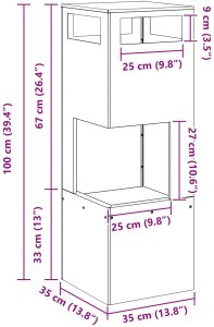 Palenisko ogrodowe vidaXL Ognisko Kwadratowe Czarne 35x35x100 cm Stal 9