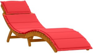 Leżaki z poduszkami 2 szt. Czerwone, z litego drewna akacjowego 4