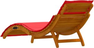 Leżaki z poduszkami 2 szt. Czerwone, z litego drewna akacjowego 5