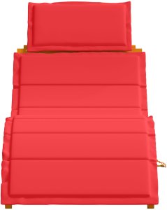 Leżaki z poduszkami 2 szt. Czerwone, z litego drewna akacjowego 6