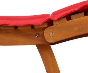 Leżaki z poduszkami 2 szt. Czerwone, z litego drewna akacjowego 8