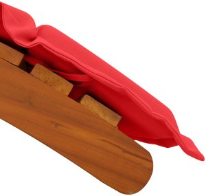 Leżaki z poduszkami 2 szt. Czerwone, z litego drewna akacjowego 10