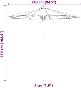 vidaXL Parasol ogrodowy Kremowy 240x260 cm z Bambusa 7