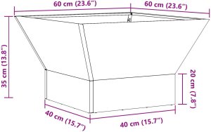 Palenisko ogrodowe vidaXL Ognisko Kwadratowe Czarny 60x60x35 cm Stal 9