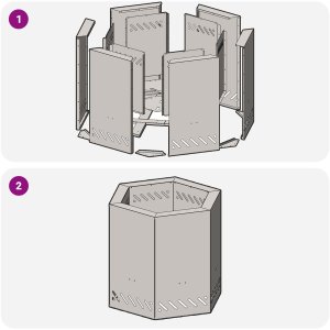 Bezdymny Piec Ogniskowy Sześciokątny Czarny 48x48x51 cm Stal 9