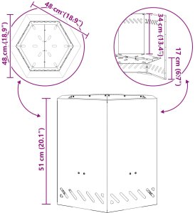Bezdymny Piec Ogniskowy Sześciokątny Czarny 48x48x51 cm Stal 10