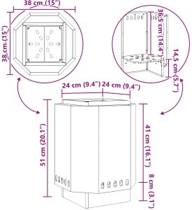 Piecyk Ogrodowy Bezdymny 38x38x51 cm Stal Odporny na Warunki Atmosferyczne 3
