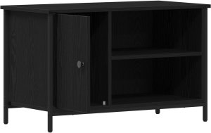 Szafka na telewizor Czarny Dąb 80x40x50 cm Z drewna inżynieryjnego i stali 5