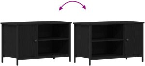 Szafka na telewizor Czarny Dąb 80x40x50 cm Z drewna inżynieryjnego i stali 10