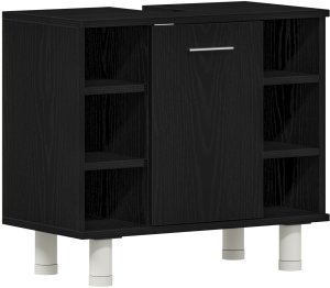 vidaXL Szafka Łazienkowa Czarny Dąb 60x32x54 cm z Drewna Inżynieryjnego 2