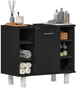 vidaXL Szafka Łazienkowa Czarny Dąb 60x32x54 cm z Drewna Inżynieryjnego 3