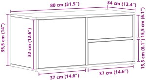 vidaXL Szafka RTV Artisan Dąb 80x34x35,5 cm 10