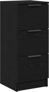 Czarny Dębowy Kredens 30x30x70 cm Wykonany z Drewna Inżynieryjnego 2