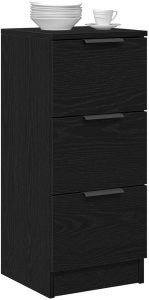 Czarny Dębowy Kredens 30x30x70 cm Wykonany z Drewna Inżynieryjnego 3