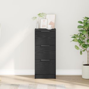 Czarny Dębowy Kredens 30x30x70 cm Wykonany z Drewna Inżynieryjnego 4