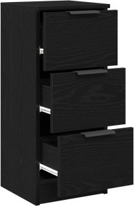 Czarny Dębowy Kredens 30x30x70 cm Wykonany z Drewna Inżynieryjnego 5