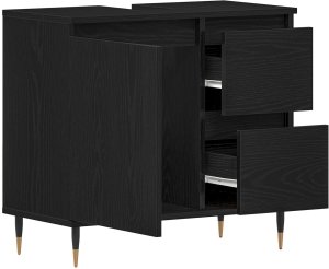 vidaXL Szafka pod umywalkę Czarny Dąb 65x33x60 cm Drewno inżynieryjne 2