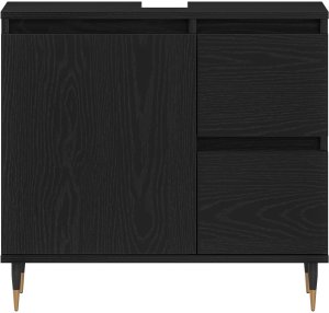 vidaXL Szafka pod umywalkę Czarny Dąb 65x33x60 cm Drewno inżynieryjne 3