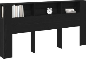 vidaxl Wezgłowie Szafa Czarny Dąb 200x18,5x104,5 cm 2