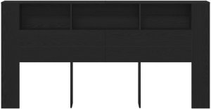 vidaxl Wezgłowie Szafa Czarny Dąb 200x18,5x104,5 cm 4