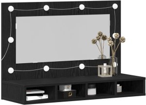 vidaXL Szafka z lustrem LED w czarnym dębie - 90x31,5x62 cm 3