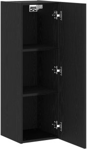 Szafki na telewizor do powieszenia na ścianie 2 szt. Czarny dąb 30,5x30x90 cm, materiał z drewna 5