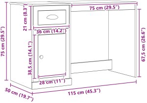 Biurko vidaXL Brązowe 115 cm x 50 cm 8