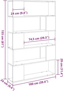 vidaXL regał Czarny Dąb 100x24x155 cm 6