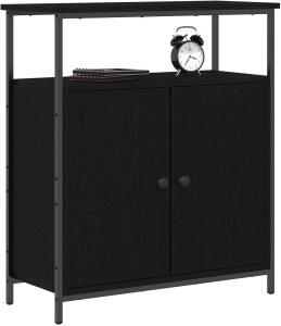 Szafka Czarna Dąb 70x30x80 cm Włókno inżynieryjne 2