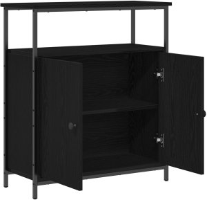 Szafka Czarna Dąb 70x30x80 cm Włókno inżynieryjne 4