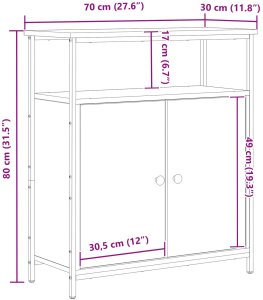 Szafka Czarna Dąb 70x30x80 cm Włókno inżynieryjne 9