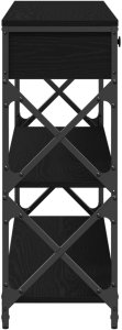 Stolik Konsolowy Czarny Dąb 100x28x75 cm Drewno Inżynieryjne i Stal 7