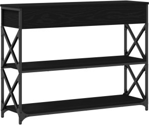 Stolik Konsolowy Czarny Dąb 100x28x75 cm Drewno Inżynieryjne i Stal 8