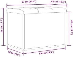 vidaXL Ławka do przechowywania Czarny Dąb 60x40x45 cm Z drewna inżynieryjnego 10