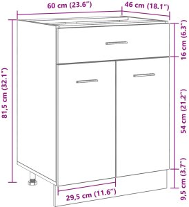 vidaXL Czarny dąb szafka na dno z szufladą - 60x46x81,5 cm wykonana z drewna inżynieryjnego (863267) 12