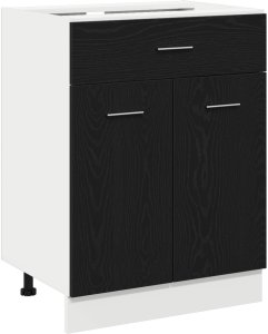 vidaXL Czarny dąb szafka na dno z szufladą - 60x46x81,5 cm wykonana z drewna inżynieryjnego (863267) 2