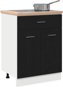 vidaXL Czarny dąb szafka na dno z szufladą - 60x46x81,5 cm wykonana z drewna inżynieryjnego (863267) 3
