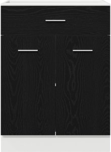 vidaXL Czarny dąb szafka na dno z szufladą - 60x46x81,5 cm wykonana z drewna inżynieryjnego (863267) 7