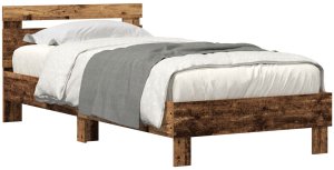 vidaXL Łóżko z oświetleniem LED Stary drewniany 75x190 cm Drewno inżynieryjne 2