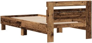 vidaXL Łóżko z oświetleniem LED Stary drewniany 75x190 cm Drewno inżynieryjne 8